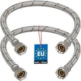 KOTARBAU® 2 Stuks - Flexibele Aansluitslang 3/8" x 3/8" - Flexibele Kraanslang 50 cm - Sanitaire Aansluitslang - Flexibele Verbindingsslang - Aansluitslang Armatuur - met Roestvrijstalen Vlechtwerk