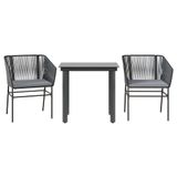 VidaXL 3-delige Tuinset met Kussens, Poly Rattan, Glas, Zwart