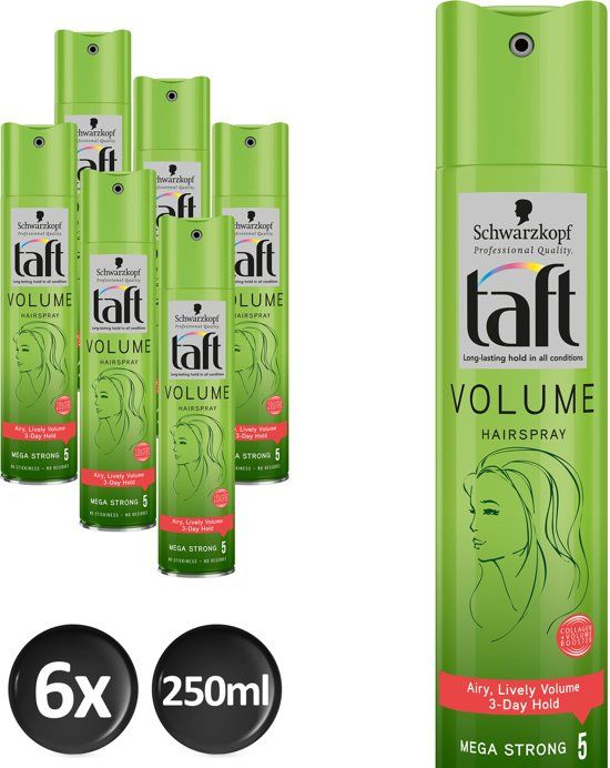 Taft Schwarzkopf Volume Mega Strong Haarspray 250 ml - 6 stuks - Voordeelverpakking