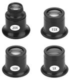 Loupe d'horloger - 4 pièces - 5x, 10x, 15x et 20x - Pour montres et bijoux