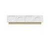 Meuble TV blanc 4 portes motif courbé 175x40x41,5cm