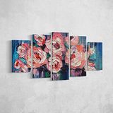 Homemania Afbeelding bloemen 5 natuur van woonkamer, meerkleurig, 100 x 3 x 60 cm, HM205PKNV-221, polyester, hout