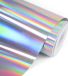 Merkloos Vinyle holographique argent chromé arc-en-ciel brillant - 15 cm de large