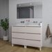 Saniclass Chaci PLUS Badkamermeubelset - 120x86x46cm - keramische wastafel wit - 2 wasbakken - zonder kraangaten - 6 lades - rechthoekige spiegel - mat cotton (beige)