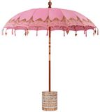 vidaXL Balinese parasol met voet Roze Ø 210-220 cm