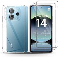 XEPTIO Pack coque transparente en TPU et protection écran complet vitre full cover noir en verre trempé pour Xiaomi Redmi Note 14 5G