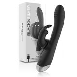Black&silver BLACK and SILVER Dj. Adam Rabbit Silicone Rechargeable Black Stimulator