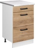 Vicco Keukenonderkast R-Line, Goudkleurig Eiken/Wit, 50 cm marmer werkblad