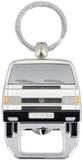 BRISA VW Collection - Volkswagen Sleutelhanger Ring Sleutelhanger Accessoire Sleutelhouder met Flesopener in T4 Bus Campervan Design (Wit)