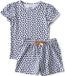 Little Label Pyjama Meisjes Maat 146-152 - Wit, Blauw - Zachte BIO Katoen - Shortama - 2-delige zomer pyama meisjes - Hartjesprint