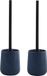 MSV Toiletborstel Malmo in houder - Keramiek/RVS - Donkerblauw/Zwart - 2 stuks