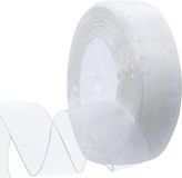 Merkloos Transparante organza lint in wit, 2 cm x 45,7 m