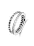 Lucardi Dames Stainless steel ring met zirkonia voor dames - Ring - Staal - Zilverkleurig - 21 / 66 mm