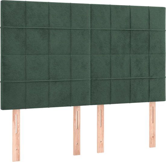 VidaXL Hoofdbord Donkergroen Polyester/Hout 144x5x118/128 cm