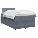 vidaXL Boxspringbed met matras, donkergrijs, 120 x 190 cm, fluweel