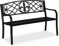 Merkloos Relaxdays Tuinbank Fleur de Lis Zwart Staal 127 cm Breed