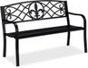 Merkloos Relaxdays Tuinbank Fleur de Lis Zwart Staal 127 cm Breed