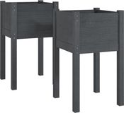 vidaXL Plantenbakken 2 stuks 40x40x70 cm massief grenenhout grijs