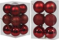Merkloos / Sans marque Othmar Decorations Bv Kerstversiering kunststof kerstballen rood 6 en 8 cm pakket van 36x stuks - glans/mat/glitter mix - Kerstboomversiering