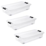 keeeper Opbergbakken konrad met wielen, deksel en schuifsluiting, 79,5 x 39,5 x 18 cm, 33 l, doorzichtig, 3 stuks