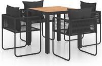 vidaXL 5-delige Tuinset PVC-rattan Zwart en Bruin