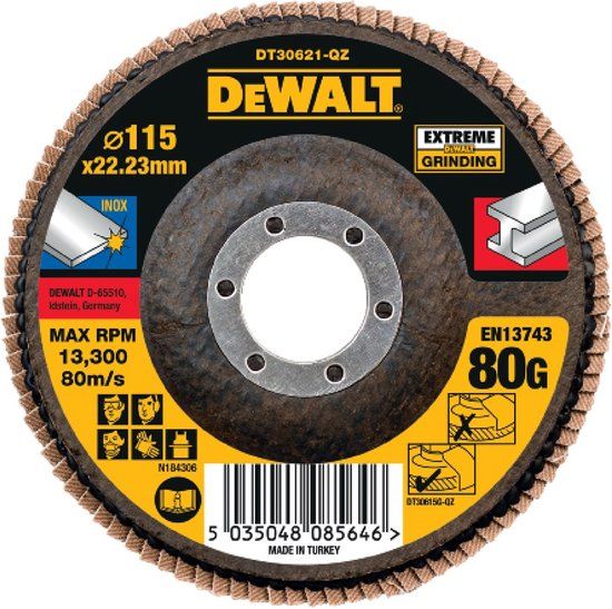 DeWALT DT30621 Lamellenschijf EXTREME 115mm K80