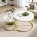 Sans marque Ensemble de tables basses rondes - Cadre en métal - Rangement - Or - Forme ronde