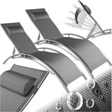 Tectake® Set van 2 Tuin Ligstoelen - Grijs Aluminium