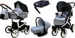 BabyLux® Optimal | Set de poussette 4-en-1 | Silver Flex Black | Poussette combinée | Set de poussette