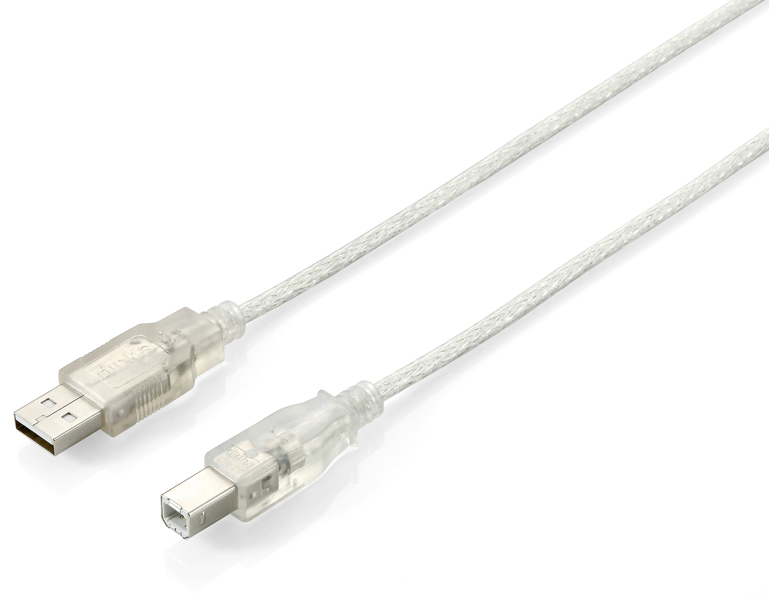 Equip USB 2.0 Type A to Type B Cable, 5.0m , Transparent silver