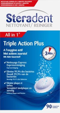 Steradent Kunstgebit Reiniger - Triple Action Plus - 90 stuks
