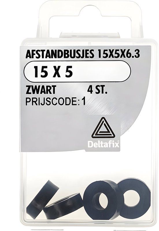 Deltafix - Afstandbus 15x5x6.3 zwart 4 stuks
