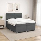 vidaXL Boxspringbed met matras, donkergrijs, 200 x 200 cm, stof