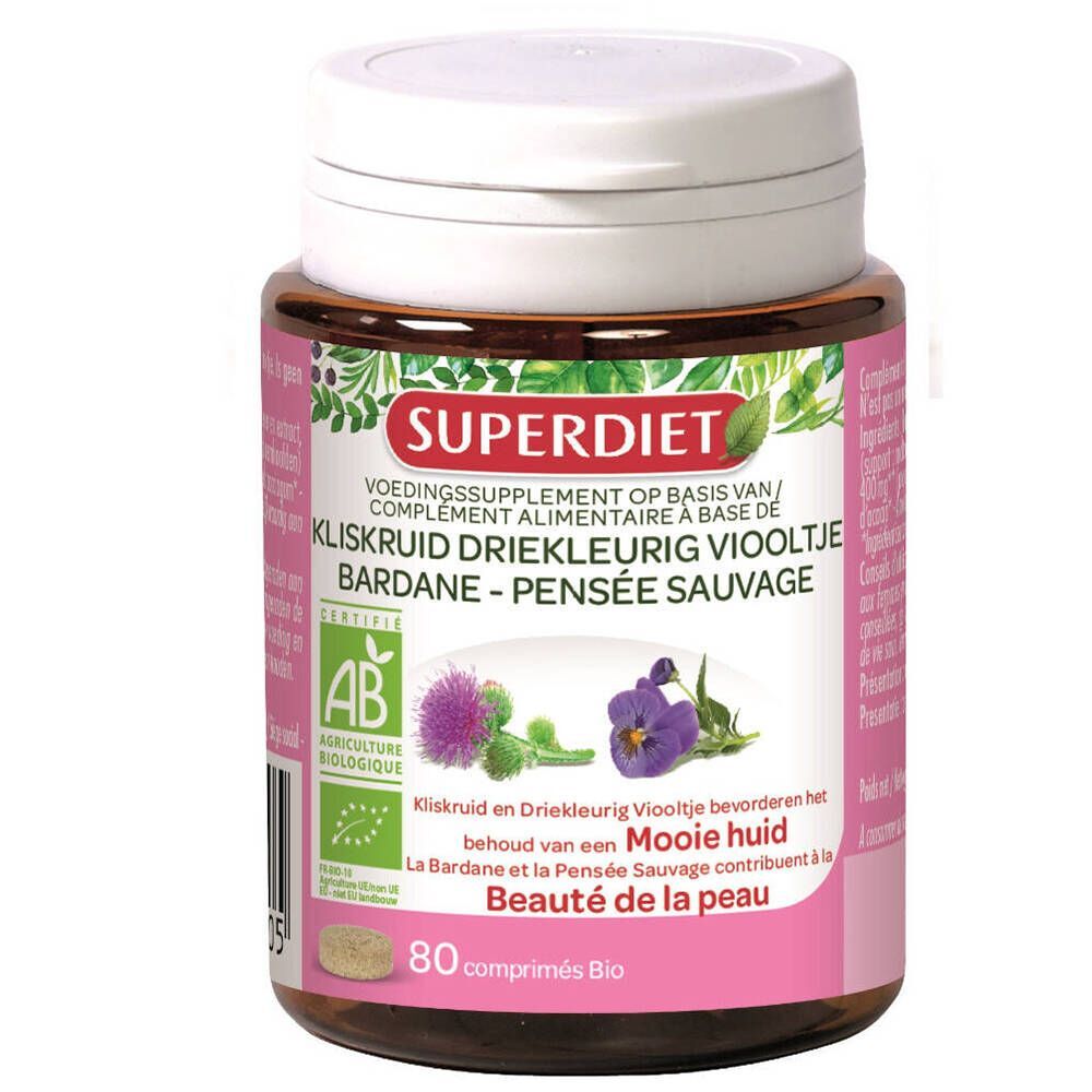 Superdiet Superdiet 3 Kleurige Viooltjes Bio Mooie Huid 80 tabletten