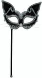 Bristol Novelty Unisex Adults Cat Mask On Stick (Black)
