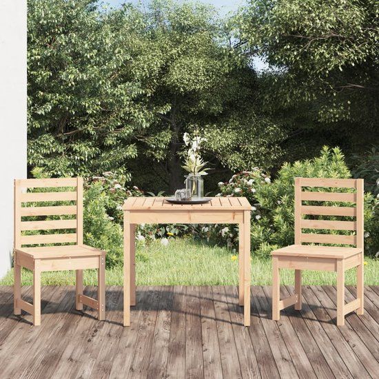The Living Store Bistroset Massief Grenenhout - Tuinmeubelset - 2 persoons - Bruin