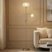 Lindby - lampadaire - 2 lampes - Verre, fer - H: 180 cm - E27 - ambre, or