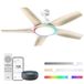 DREO Slimme plafondventilator met laag profiel met licht 132 cm, dimbare led met instelbare kleurtemperatuur, RGB-sfeerverlichting, stille DC-motor, eenvoudige installatie, wit, APP
