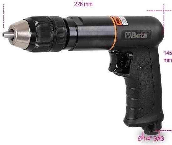 Beta Lucht boormachine - 1800 rpm - Gewicht 1,4 kilo - Omschakelbaar