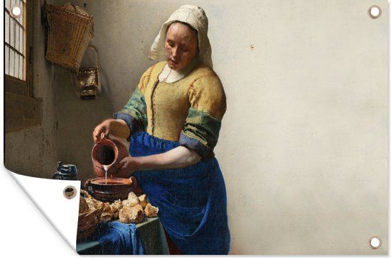 GreatGardenPosters Tuinposter 180x120 cm - Het melkmeisje - Vermeer - Tuindecoratie - Buiten