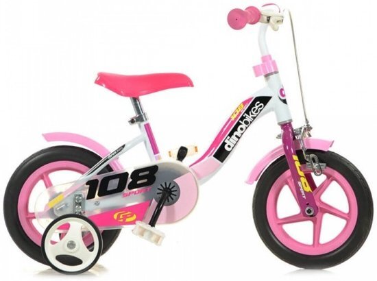 Dino Meisjesfiets - Kinderfiets - Meisjes - Roze;Wit - 10 Inch