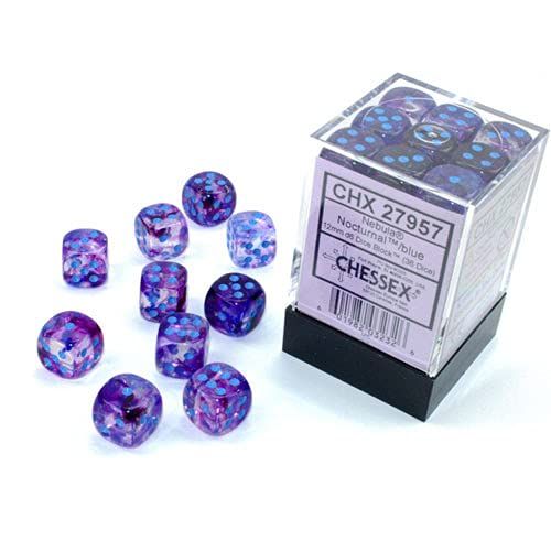 BURST Spiele GmbH Nebula TM 12mm d6 Nocturnal/blauw lichtgevend dice blok (36 dice)