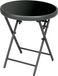 Outsunny Table basse pliante, table d'appoint pliante, plateau en verre trempé, structure en acier, table de jardin, ronde de 45cm, pour patio balcon jardin, noir
