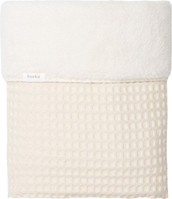 Koeka baby wiegdeken Oslo - wafelstof met teddy - naturel - 75x100 cm