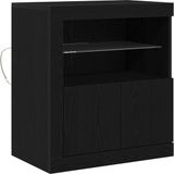 vidaXL LED Dressoir Zwart Eiken Bewerkt Hout 60,5 x 37 x 67 cm