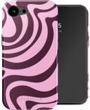 Selencia Vivid Backcover met MagSafe voor de Apple iPhone 17e / 16e - Wavy Swirl Pink Plum