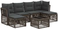 vidaXL Tuinbank - Set - 7 - st - Grijs - poly - rattan