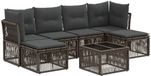 vidaXL Tuinbank - Set - 7 - st - Grijs - poly - rattan