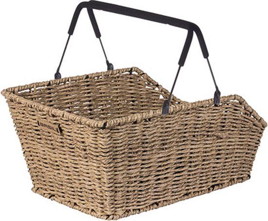 Basil Cento Rattan Look Achter Fietsmand - Lichtbruin - 23 Liter - Kunststof - Afneembaar