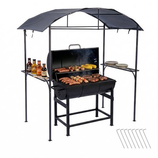 Merkloos Barbecuetent - 230 x 210 x 116 cm - met plankjes